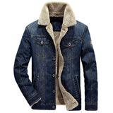 Ceekoo  Winter Men Denim Jacket Mens Fashion Casual Jeans Jacket Man Warm Thick Denim Coat Male Fur Collar Bomber Coats Outerwear