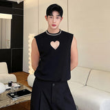 Ceekoo  -  Personality Hollow Out Printing Vests Summer Thin Korean Styyle Loose Tank Top Fashion Male Casual Sleeveless T-shirt 9C699