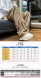 Ceekoo Harajuku Streetwear Men Casual Straight Pants Male Fashion Plicated Long Trousers Ribbons Welt Man Pants Coffee/Black/Rice White