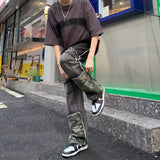 Ceekoo  -  baggy jeans Camouflage Patchwork Baggy Stacked Cargo Jeans For Men Clothing Hip Hop Denim Trousers Y2K Streetwear  Pants