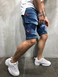 Ceekoo  -  fall outfits  Size S-3XL Fashion Ripped Men's Denim Shorts Embroidered Painted Five-point Pants Summer Casual Elastic Sports Men's Clothi