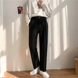 Ceekoo Ice Silk Pants for Men's Korean Edition Trendy Spring/Summer Nine point Small Suit Pants for Men's Slim Fit and Draping Suit Pan