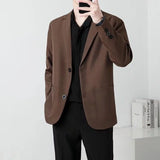 Ceekoo  -  Spring Brown Black Blazer Men Slim Fit Fashion Social Mens Dress Jacket Business Formal Jacket Men Office Suit Jacket S-3XL