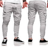 Ceekoo  -  Men's Jogging Pants Denim Flip Pocket Side Drawstring Waist Overalls Leisure Elastic Sports Pants Training Tactical Pants