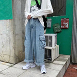 Ceekoo Baggy Jeans Trousers Male Denim Pants Black Wide Leg Pants Men's Jeans Oversize Cargo Korean Streetwear Hip Hop Harajuku