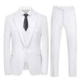 Ceekoo M-6XL Double Vent Mens Suit ( Blazer+Vest+Pants) Solid Color Formal Office Business Suit Three-piece Groom's Wedding Dress Party