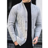 Ceekoo  -  Men's Knitted Twist Cardigan Sweater, Long Sleeve, black Knit Jacket, Men's Coat, Casual Knitwear, Autumn, Winter Clothing,