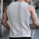 Ceekoo  -  Summer New Men's Sleeveless T-shirt Sleeveless Slim Knit Vest Men's Tank Top Sexy Hollow Through Men's Vest FugeesTee Sportswear