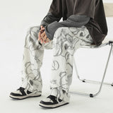 Ceekoo  - Personalised Graffiti Printed Casual Trousers Men's Straight-leg Pants High Street Vintage Trousers Streetwear