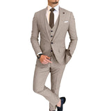 Ceekoo  -  Summer Linen Men Suits 3 Piece (Jacket+Pants+Vest) Elegant Wedding Party Prom Tuxedo Fashion Smart Casual Costume Homme Slim