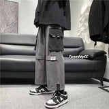 Ceekoo  Wide Leg Cargo Pants Streetwear Baggy Cool Pants Men Sweatpants Male Korean Fashion Function Straight Trousers Basketball