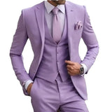 Ceekoo  -  Fashion Light Purple Suit For Men Business Prom Single Breasted Peak Lapel Two-pieces (Jacket+Pants) Trajes Para Hombre Chic