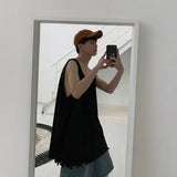 Ceekoo Hip Hop Streetwear Men Retro Old Vest  Harajuku Multicolors Oversized Tank Tops Summer Sleeveless T-shirt Solid Color Tees