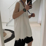 Ceekoo Hip Hop Streetwear Men Retro Old Vest  Harajuku Multicolors Oversized Tank Tops Summer Sleeveless T-shirt Solid Color Tees