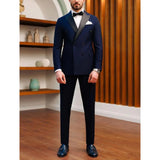 Ceekoo  -  Fashion Peak Lapel Double Breasted Suits for Men Chic Casual Formal Business Wedding Tuxedo 2 Piece Men Suit Slim Blazer Pants