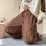 Ceekoo  -  baggy jeans Men's Brown Y2K Baggy Japan Pants Oversized Corduroy Loose Wide Leg Cargo Pant Trousers Casual Men Sweatpants Streetwear Korean