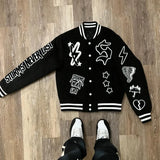 Ceekoo  - mens outfits Retro Gothic Alphabet Embroidery Oversized Motorcycle Uniform Baseball Uniform Men's Y2K New Trend Harajuku Hip-Hop Joker Jacket