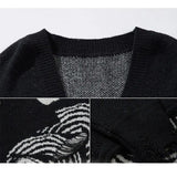 Ceekoo  -  Hip hop Goth Hole V Neck Sweater Jacket for Men and Women Autumn and Winter New Harajuku Retro Couple Knitted Cardigan Sweaters