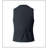 Ceekoo  Elegant gentleman slim suit waistcoat men's vest gray black navy blue casual fashion V-neck work style