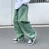 Ceekoo Harajuku Style Straight Jeans Men's Y2k Streetwear Trend Green Purple Trousers Casual Baggy Wide Leg Jeans Denim Pants