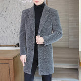 Ceekoo  -  fashion suits for men High-end Feel Men Fashion Handsome All Woolen Coat Suit Collar Long Trench Coat Woolen Coat Thick Casual  Winter Jacket Men