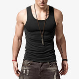 Ceekoo New Gym Men Elastic Muscle Sleeveless Shirt Tank Top Bodybuilding Sport Fitness Workout Vest Slim Fit Male Bottom Vest T-Shirt