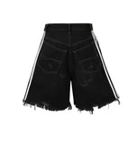 Ceekoo  Black Hip-hop Hole Beggar Jeans Shorts Men's American Street Washed Old Loose Five-part Pants Streetwear Men Y2k Clothes Pants