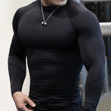 Ceekoo  -  Men Shaping Sports Fitness Casual Long Sleeve Tops New Genderless Tight Fit Solid Color High Collar Training Clothes Unisex