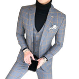 Ceekoo Blazer and Vest and Pants / Boutique Fashion Plaid Men's Casual Business Suit 3pcs Set Groom Wedding Dress Performance Costume