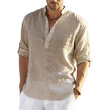 Ceekoo 12 Colors!New Men's Linen Long Sleeve Shirt Solid Color Casual Cotton Linen Shirts Tops S-5XL Hawaiian shirts