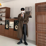 Ceekoo Trench Men Coat British Style Solid Double Breasted Oversize Leisure Long Coats Stylish Outwear Hombre Korean Style Windbreaker