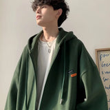 Ceekoo  -  fall outfits 100% Cotton Y2K Men's Streetwear Oversized Zip Up Hoodies Men Green Hooded Coat Sweatshirts Spring Loose Korean Men Hip Hop