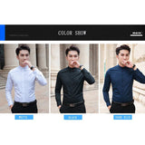 Ceekoo  New Men Shirts Business Long Sleeve Stand Collar Cotton Male Shirt Slim Fit Popular Designs Men's Fahion