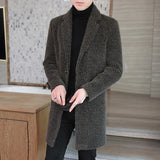 Ceekoo  -  fashion suits for men High-end Feel Men Fashion Handsome All Woolen Coat Suit Collar Long Trench Coat Woolen Coat Thick Casual  Winter Jacket Men