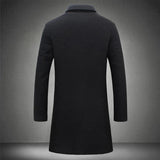 Ceekoo Atutumn Winter Long Warm Wool Trench Coat For Men Solid Color Single Breasted Luxury Wool Blends-Overcoat Tops Coats Clothing