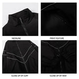 Ceekoo Men Jacket Coat Reflective Striped Design Street Loose Sports Outerwear Casual Outdoor Windbreaker Man Women Rib-sleeve Coats