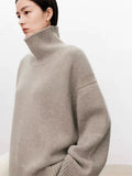 Ceekoo  High-end soft waxy turtleneck 100%cashmere sweater women's loose thickened sweater base wool sweater