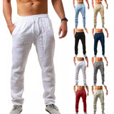  Ceekoo  Men's New  Fashion  Casual Sport Pants Elastic Waist Cotton and Linen Solid Color Trousers