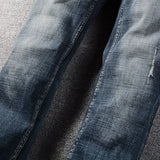 Ceekoo Fashion Streetwear Men Jeans High Quality Retro Black Blue Stretch Slim Fit Ripped Jeans Men Vintage Designer Denim Pants Hombre
