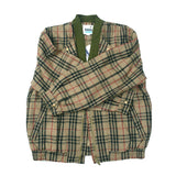 Ceekoo  -  Autumn Winter Woolen Boliger Retro Distressed Baseball Neck Jackets American Amekaji Vintage Loose Fit Check Plaid Coats England