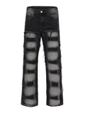 Ceekoo  -  baggy jeans Y2K Stacked Jeans Hip Hop Streetwear Ripped Pants Men Old Black Straight Denim Trousers Pantalon Homme Clothing