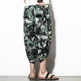 ceekooSummer Loose Calf Length Casual Pants Men Wide Leg Cotton Linen Printing Baggy Pants Oversize Men's Trousers