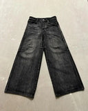 ceekoo American Retro Loose Jeans Y2K Embroidered Bat Pattern High Waisted Wide Leg Pants Denim Trousers Ins Street Wear