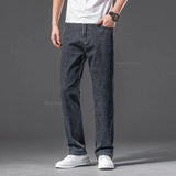 CeekooSummer Men's Thin Jeans Straight Elastic Business Casual Baggy Denim Pants Smoke Gray Fashion Plus Size Trousers Male Clothes 46