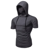  Ceekoo Mens Gym Hoodie Sleeveless with Mask Sweatshirt Hoodies Casual Splice Large Open-Forked Male Clothing Mask Button Sports Hooded