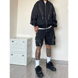 ceekoo American style high street wind assault shorts men zipper design Harajuku casual tooling outdoor five-point pants summer