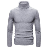 Ceekoo  Korean Slim Solid Color Turtleneck Sweater Mens Winter Long Sleeve Warm Knit Sweater Classic Solid Casual Bottoming Shirt