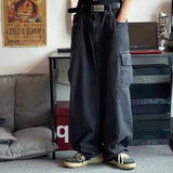 Ceekoo Baggy Jeans Trousers Male Denim Pants Black Wide Leg Pants Men's Jeans Oversize Cargo Korean Streetwear Hip Hop Harajuku