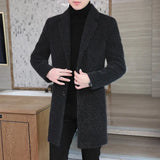 Ceekoo  -  fashion suits for men High-end Feel Men Fashion Handsome All Woolen Coat Suit Collar Long Trench Coat Woolen Coat Thick Casual  Winter Jacket Men