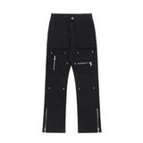 Ceekoo Jeans Men Y2k Black Fashion Wide Leg Denim Pants for Men Casual Streetwear Hip Hop Straight Baggy Jeans Stylish
